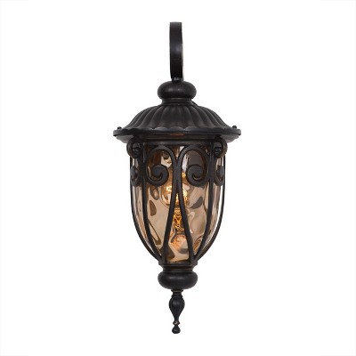 Bronze Lantern Style Wall Sconce with Goldstone Glass