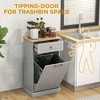 Vynxaria Kitchen Tilt Out Trash Bin Cabinet Free Standing Recycling Cabinet Trash Can Holder With Drawer, Gray - 4 of 4