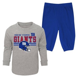 NFL New York Giants Boys' 2pk Pant and Long Sleeve T-Shirt Set - 1 of 3