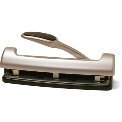 Officemate EZ Lever Adjustable 2 or 3 Hole Punch with Lever, 15 Sheets