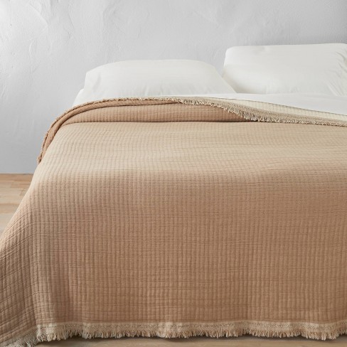 Full/Queen Textured Chambray Cotton Comforter & Sham Set Natural - Casaluna™