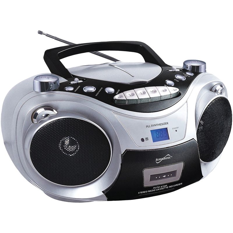 Supersonic® Bluetooth® CD/Cassette/Radio/Media Player Boom Box, Silver, SC-739BT, 2 of 5
