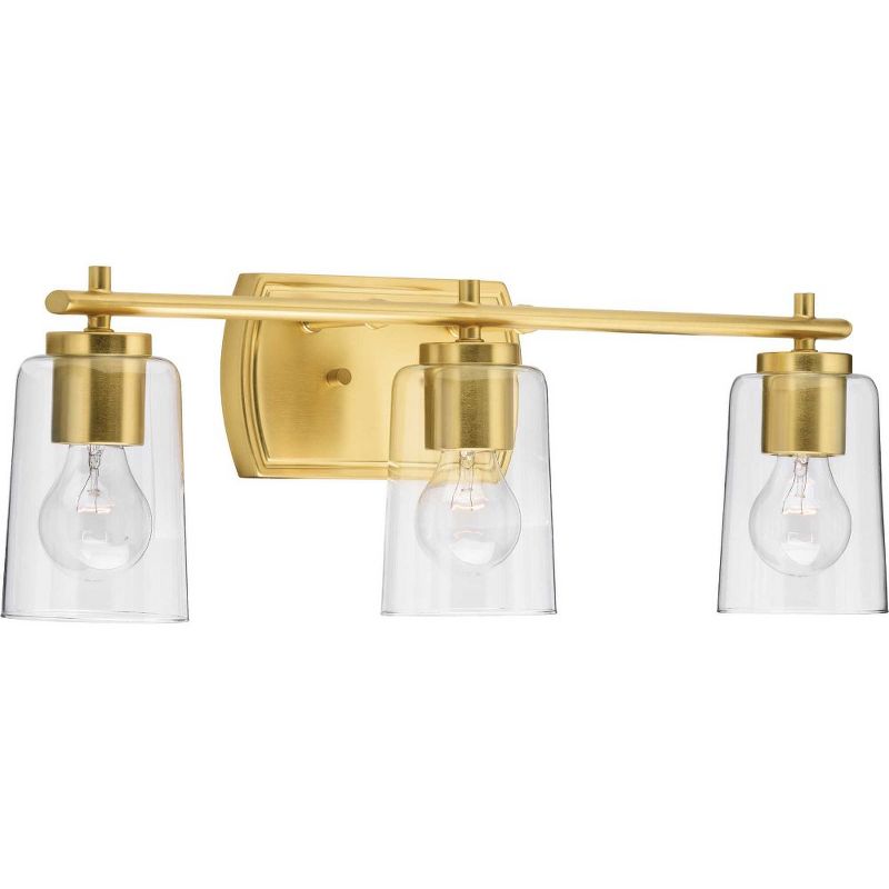 Progress Lighting Adley 3-Light Bath Vanity in Polished Nickel with Clear Glass Shades, 5 of 6