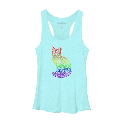 Adult Design By Humans Pride Rainbow Cat Maze By MisoKnotty Racerback Tank Top