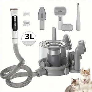 Dog Hair Clipper, Pet Grooming Vacuum, 5-in-1 Dog Hair Vacuum with 3 Modes, 3L Large Dustbin, Low Noise Design for Efficient Pet Hair Cleaning - 1 of 4