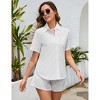 Clearlove Women's 2 Piece Outfits Short Sleeve Button Down Shirts Top High Waist Shorts Set Tracksuit - 3 of 4