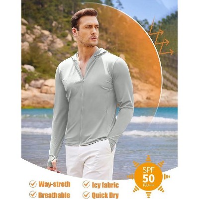 COOFANDY Men Full Zip UPF 50 Sun Protection Hoodie Jacket Long Sleeve Lightweight Breathable UV Shirts with Pockets Light Gray L — фото 2