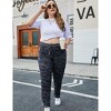 Plus Size Women's Casual Pants - Navy Camo High Waist Stretch Cargo Pants with Front Pockets - 3 of 4