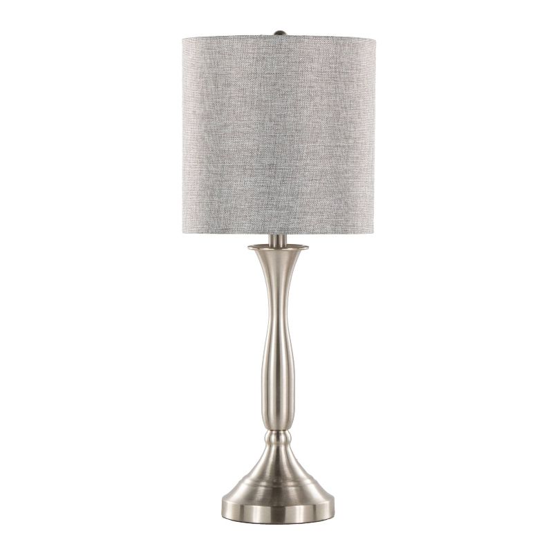 LumiSource (Set of 2) Sawyer 25&#34; Contemporary Table Lamps Brushed Nickel with Light Gray Shade and Built-in USB Port from Grandview Gallery, 2 of 9