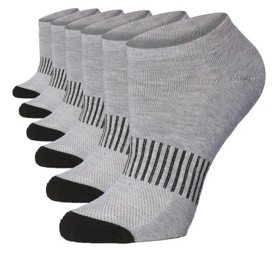 Tipi Toe Women's 6 Pack Cushioned Comfort Running Grey With Black Stripes & Toe Hiking Socks For Women