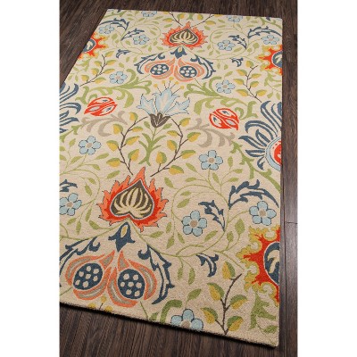 Handmade Multi-Colored Floral Wool 5'x8' Tufted Rug