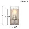 Franklin Iron Works Poetry Rustic Farmhouse Wall Light Sconce Gray Wood Grain Brushed Nickel Hardwire 4 3/4" Fixture Clear Seedy Glass for Bedroom - 4 of 4