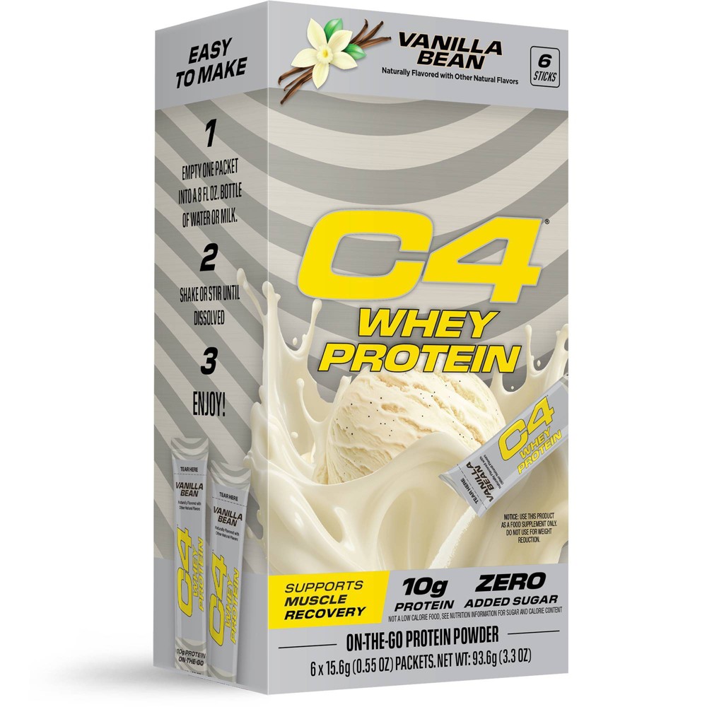 C4 Energy Protein Vanilla Bean Powder Sticks - 6pk