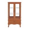 ?Vynxaria Lighted Glass Display Cabinet with Adjustable Shelves & Elegant Cherry Finish - 3 of 4