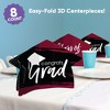 Big Dot of Happiness 8 Count Maroon Graduation 3D Centerpiece Table Decorations, Freestanding Class of 2025 Burgundy Grad Party Centerpieces - 2 of 4
