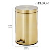 mDesign 3.2 Gallon Round Step Garbage Trash Can, Removable Liner - Soft Brass - 3 of 4