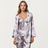 Anna-Kaci Lounge Women's 3-Piece Set Satin Baroque Print Pajama Cami with Matching Robe and Relaxed Straight-Leg Pants - 2 of 4