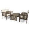 Christopher Knight Home Carolina Outdoor Acacia Wood 5 Piece Club Chair Chat Set with Cushions - 2 of 4