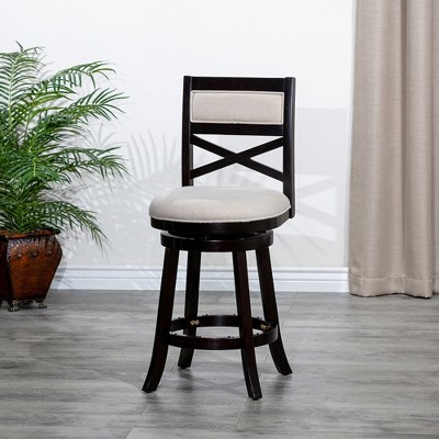 Espresso Beige 24" Swivel Counter Height Stool with X-Back