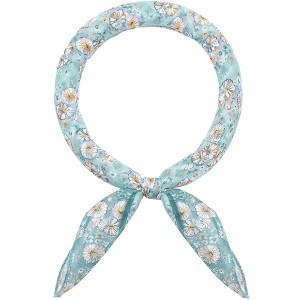 INSPIRE CHIC Women's Floral Stripes Printed Square Cotton Blended Gauze Neck Scarves 1Pc - 1 of 4