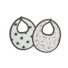 Bacati - Soccerball Green/Gray Muslin 4 pc set of Bibs & Burp Cloths Set - 2 of 4