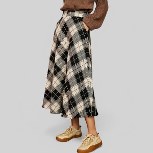Anna-Kaci Women's Plaid A-Line Midi Skirt with High Waist - 1 of 4