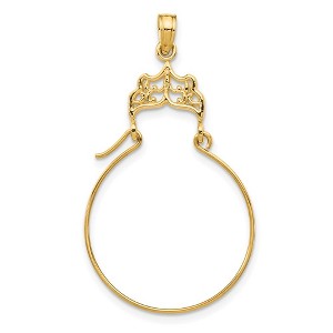 Black Bow Jewelry 14k Yellow Gold Satin & Diamond Cut Filigree Charm Holder Pendant 19mm - 1 of 4