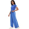 ATHLECHIC Women's 2 Piece Sets Short Sleeve Crew Neck Long Wide Leg with Pockets Pants - 3 of 4