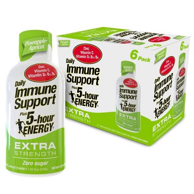 5 Hour Energy Extra Strength Daily Immune Support Shot - Pineapple Apricot - 6pk