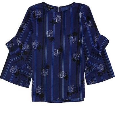 Alfani Womens Ruffled Sleeve Floral Pullover Blouse