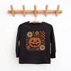 Pumpkin Floral Grunge - Youth Long Sleeve Graphic T-Shirt and Toddler Long Sleeve Graphic Tee - 3 of 4