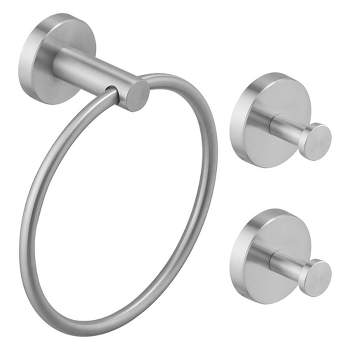 BWE 3-Piece Bath Hardware Set with Towel Ring and 2pcs Towel Hooks and Mounting Hardware Wall Mount