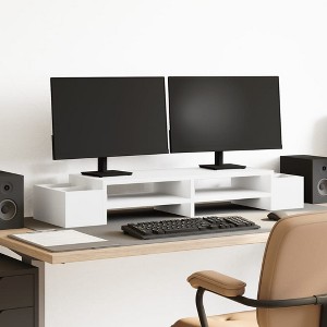 Aghana Digitals White Engineered Wood Monitor Riser with 4 Storage Slots, Ergonomic Design, - 1 of 4