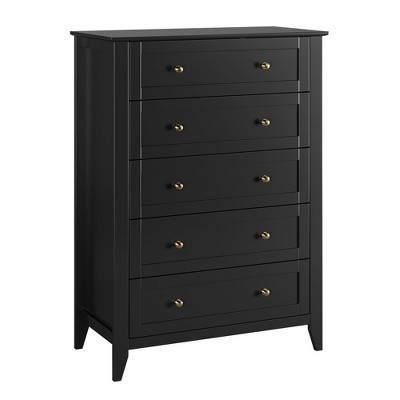 Wood Dresser for Bedroom, Chest of Drawers with 5 Drawer & Metal Handle, Closet Store Organizer