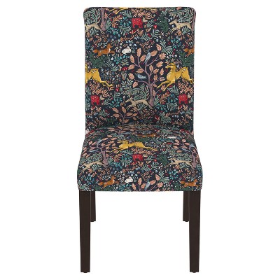 Skyline Furniture Hendrix Dining Chair: Frolic Navy, Armless, Wood Legs, Cotton Upholstery