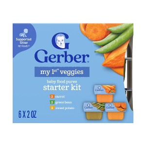 Gerber Baby Food Stage 1 My 1st Veggies Starter Kit Puree 2oz Tubs (6 Pack) - 1 of 4