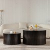 Vintage Cylindrical Nesting Coffee Table Set, Two-Piece Round Coffee Tables with Vertical Embossed Design for Living Room - 3 of 4