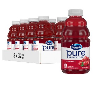 Ocean Spray Pure Unsweetened Cranberry - 32 Fl Oz Bottle (Pack of 8) - 1 of 4