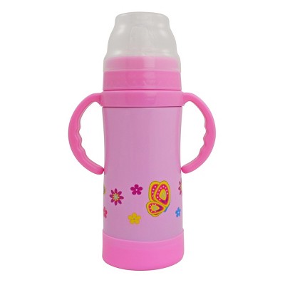 Eco Vessel Sippy TriMax Triple Insulated Pink with Butterflies 10 Ounce Sippy Bottle with Nuk Spout