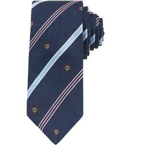 INSPIRE CHIC Men's Stripe Print Self-Tied Crown Flowers and Anchor Necktie for Graduation School Uniform College 1 Pc - 1 of 4