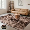 Brown Tie-Dye Shag Rug, Soft Plush Carpet with 4 Non-Slip Pads, Multiple Sizes for Bedroom or Living Room - 4 of 4