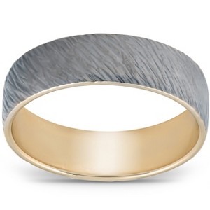 Pompeii3 5mm 10k Black & Yellow Gold Two Tone Ring Mens Wedding Band - 1 of 4