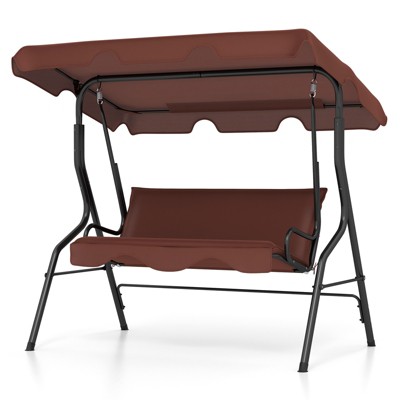 Tangkula 3-Seats Outdoor Glider Hammock with Adjustable Waterproof Canopy Aluminum Frame Patio Swing Chair