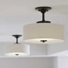 Progress Lighting Inspire 1-Light LED Semi-Flush Mount, Antique Bronze, Etched Glass Diffuser, Off-White Linen Shade - 4 of 4