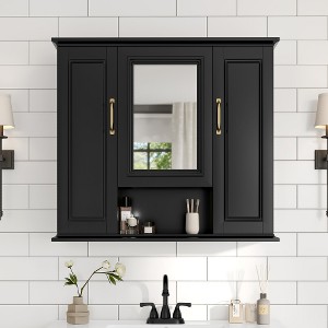 ACEPANO 36 in. W Modern Wall-Mounted Three-Door Bathroom Vanity with Mirror-Black - 1 of 4