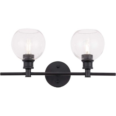 Elegant Lighting Collier 2 light Black and Clear glass Wall sconce