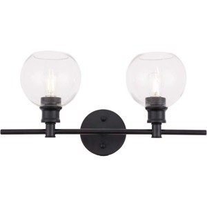 Elegant Lighting Collier 2 light Black and Clear glass Wall sconce - 1 of 4