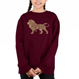 LA Pop Art Lion - Girl's Word Art Crewneck Sweatshirt - 1 of 3