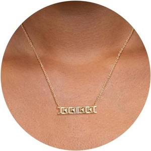 Circle CZ Pendant Necklace 14K Gold Plated Twist Rope Chain Jewelry - 1 of 4