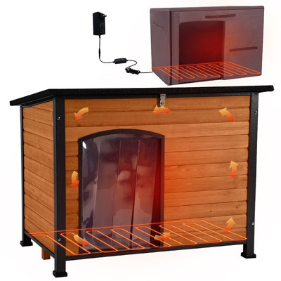 Aivituvin 43.3"L Heated Outdoor Dog House| Heating Pad| Metal Frame-AIR76-M-IN-HP